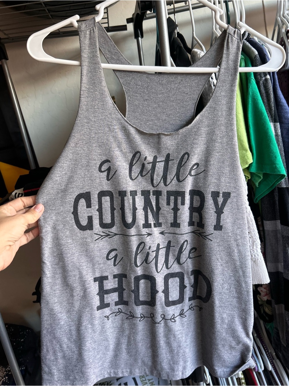 Gray "A Little Country A Little Hood" Graphic Tank Top